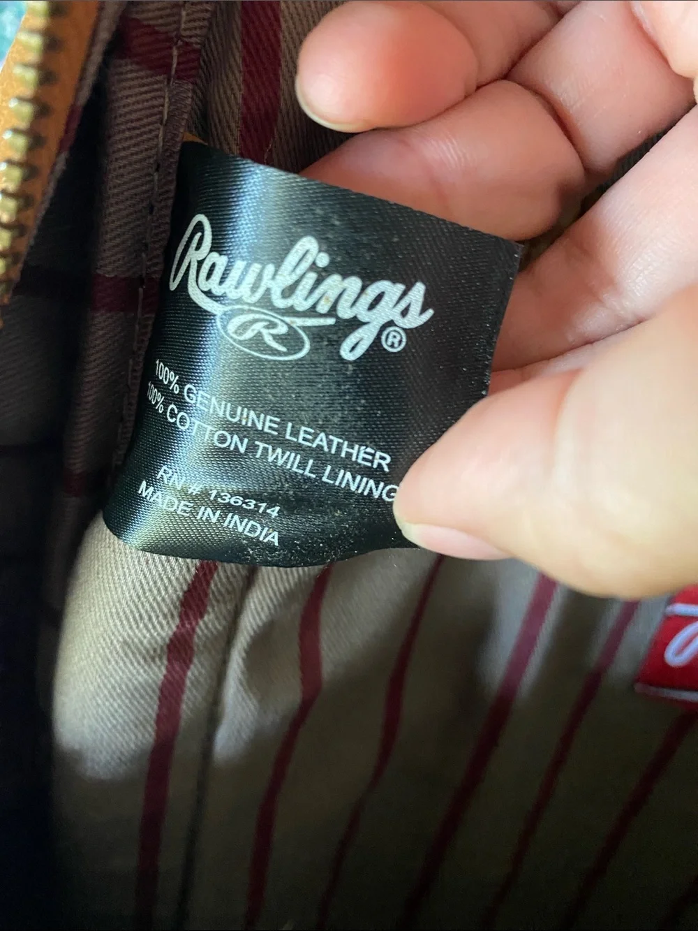 Rawlings Tan Leather Backpack with Front Zip Pocket